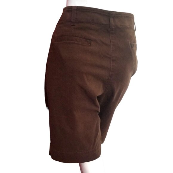 Jones New York Sport High Waisted Bermuda Shorts Sz 14 Petite Womens Brown with - Picture 7 of 8